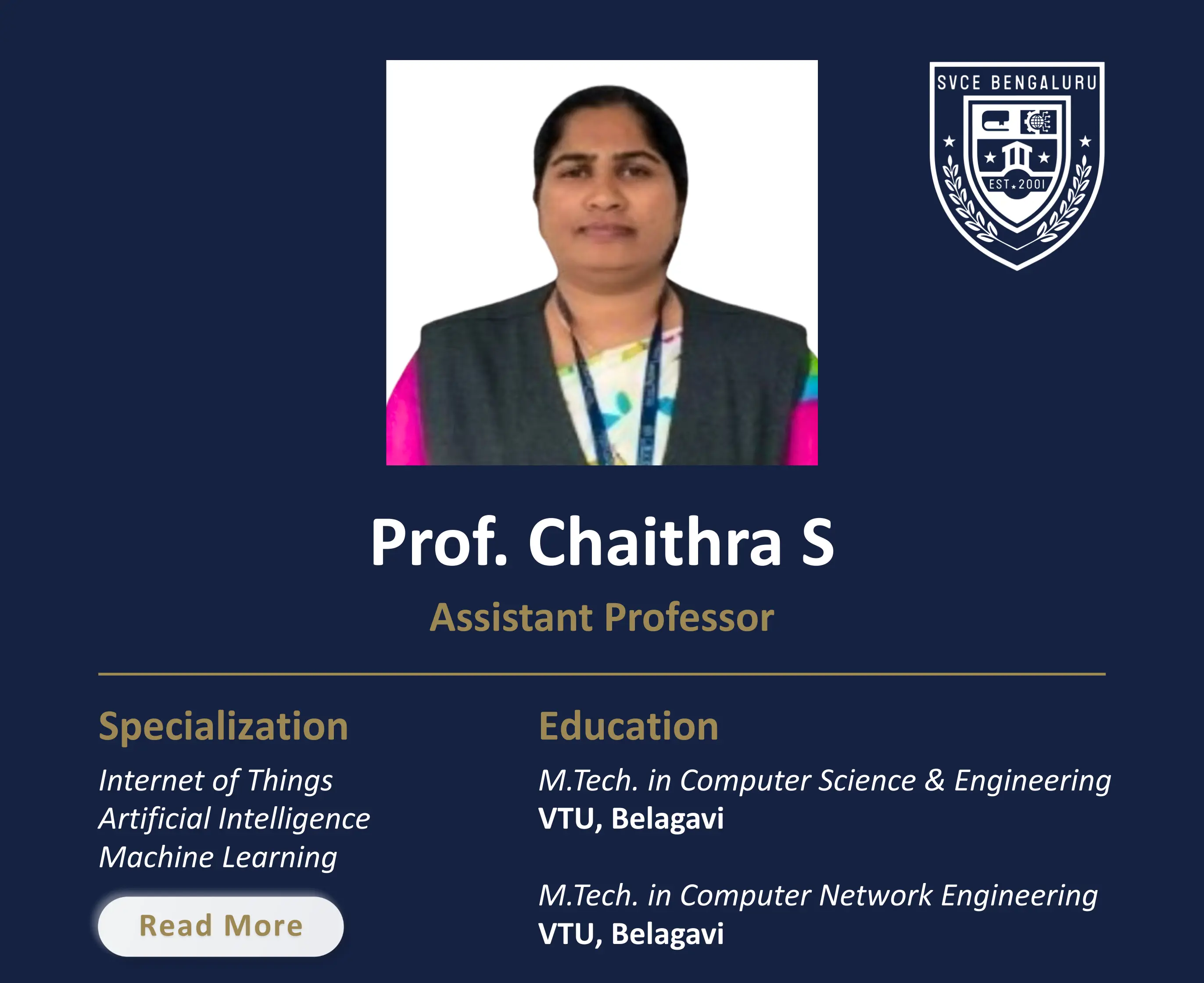 Ms. Chaithra S - Assistant Professor
